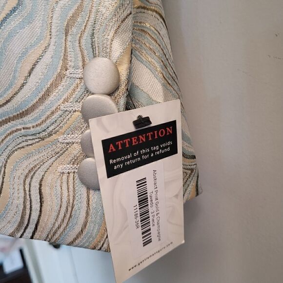 Gentlemens guru  abstract print gold and champagne tuxedo jacket and vest - Picture 7 of 16